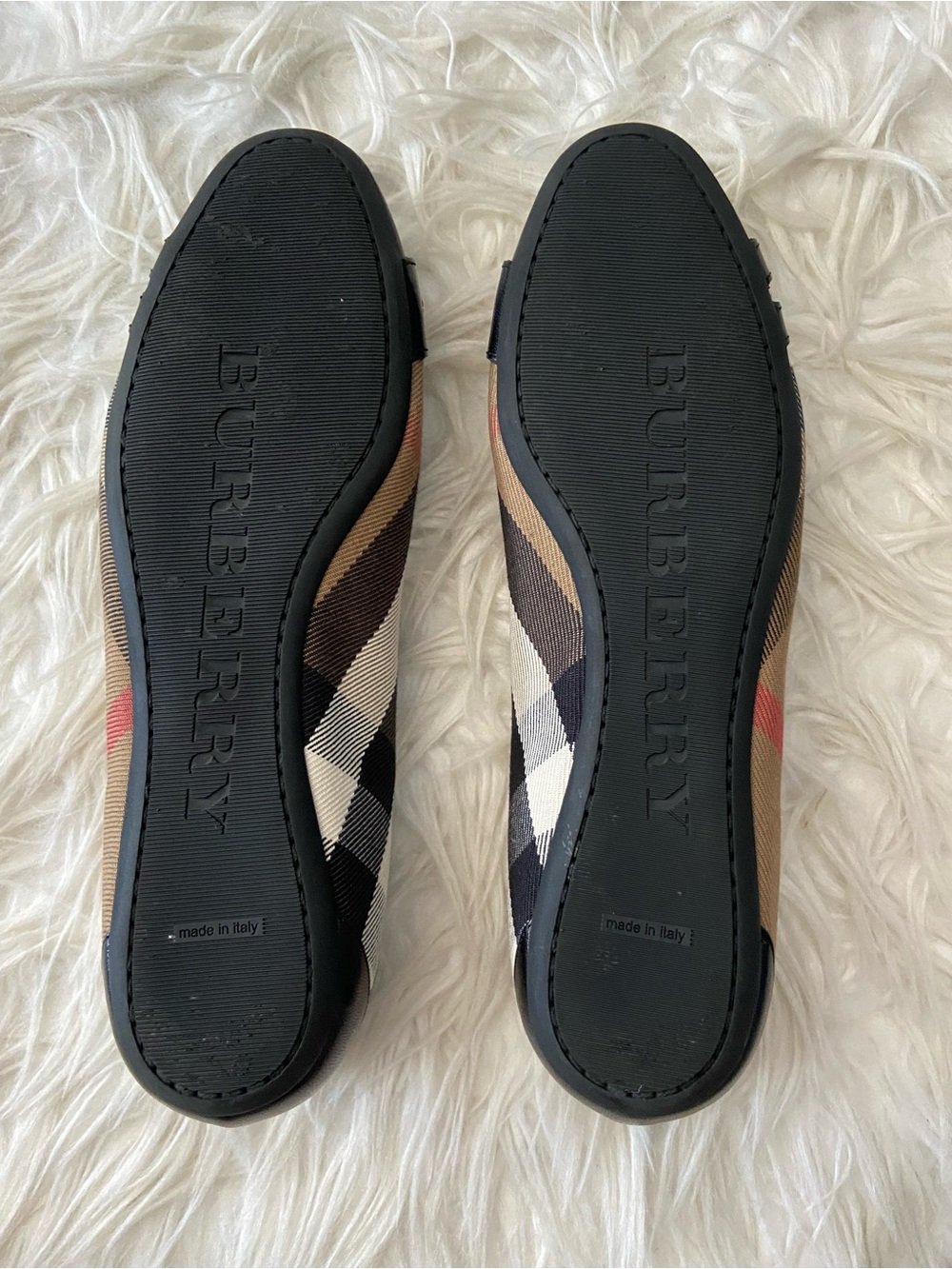 Burberry Classic Check Ballet Flats with Black Trim and Gold Buckles - Picture 4 of 7